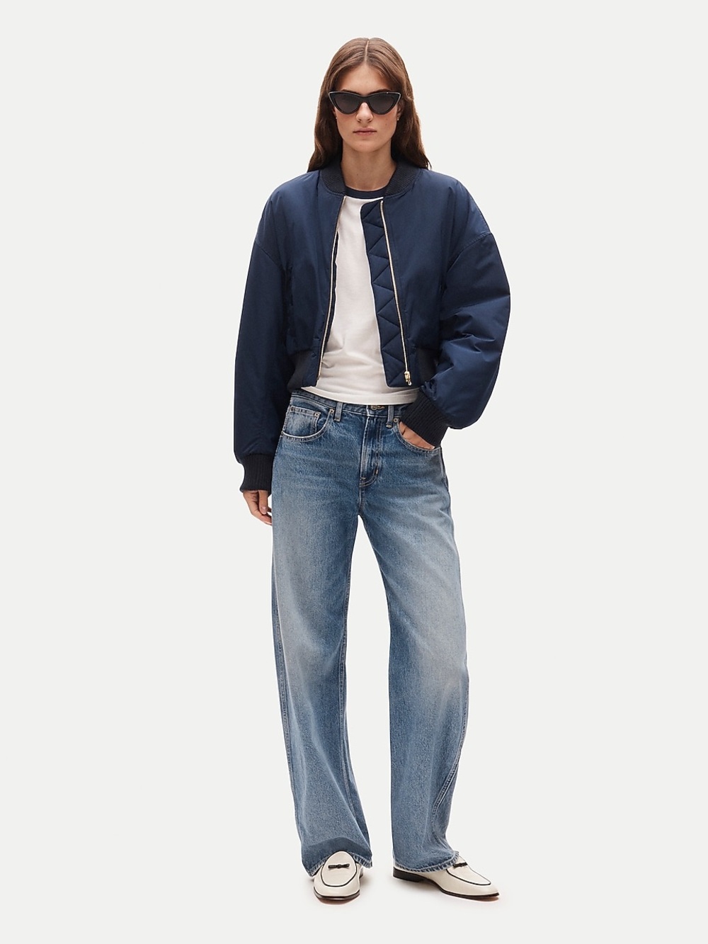 Jcrew navy blue women’s bomber jacket